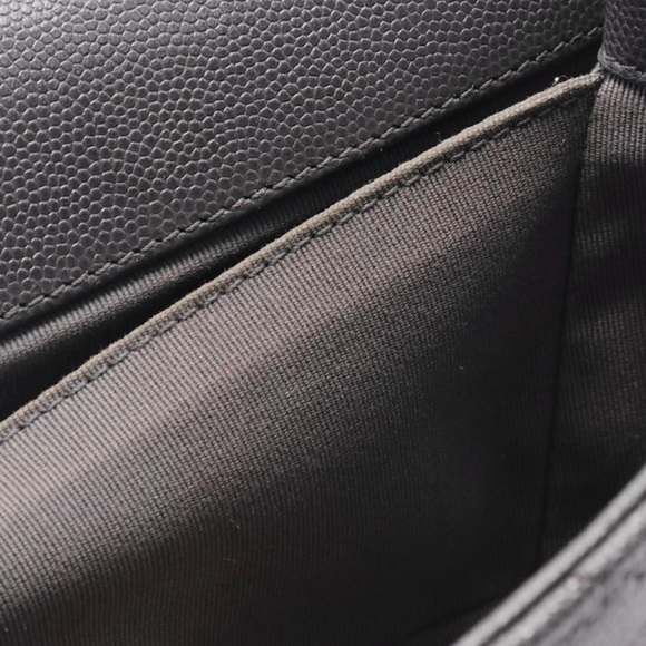 CHANEL Shoulder Bag Leather Grained Calfskin Gray with Gold Chain - Picture 12 of 16